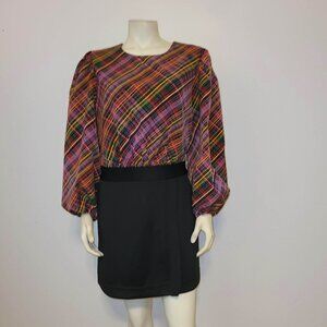 LDT Ivonne Plaid Tartan Sheath Dress, Size 12